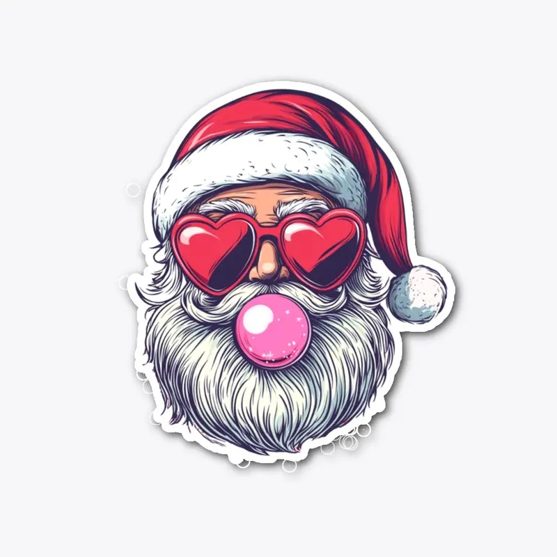 Retro Santa Blowing Bubblegum