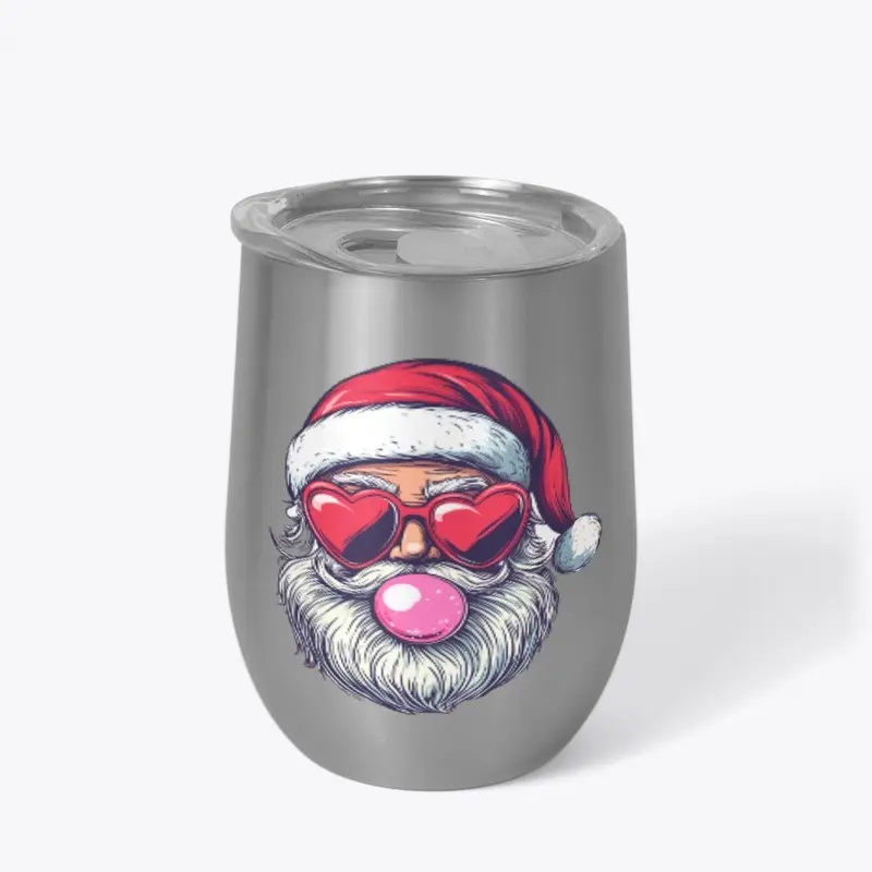 Retro Santa Blowing Bubblegum