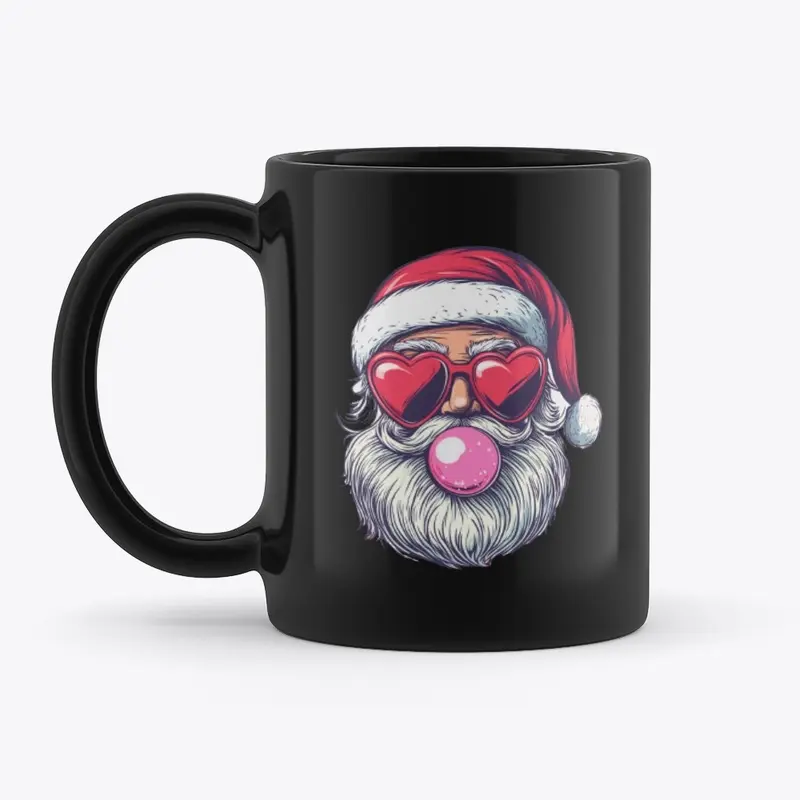 Retro Santa Blowing Bubblegum